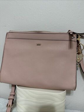 DKNY Light Blush Saffiano Crossbody Bag with Charm